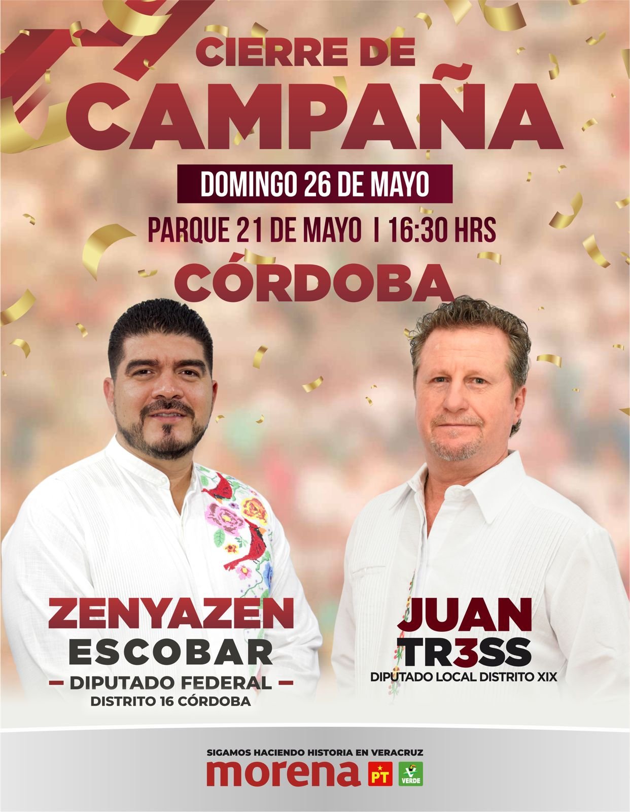 Zenyazen Escobar invita a la gran fiesta democrática en su cierre de campaña